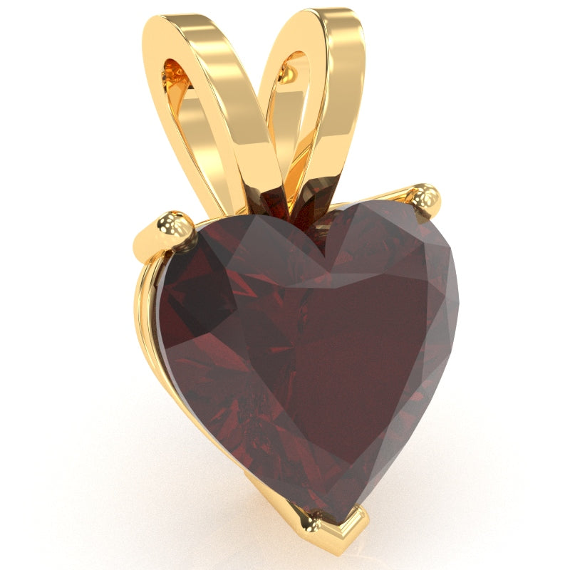 Garnet Heart Solitaire Pendant In 14k Yellow Gold