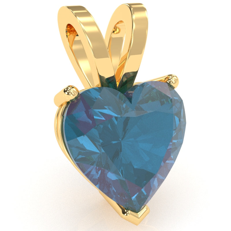 Lab-Created Alexandrite Heart Solitaire Pendant In 14k Yellow Gold