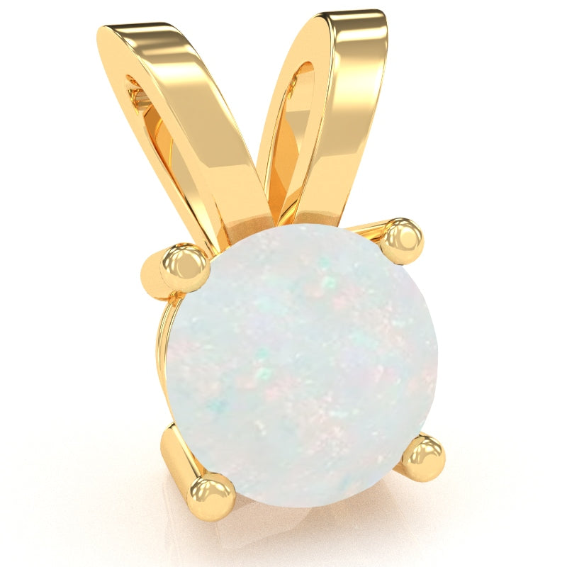 Opal Solitaire Pendant In 14k Yellow Gold