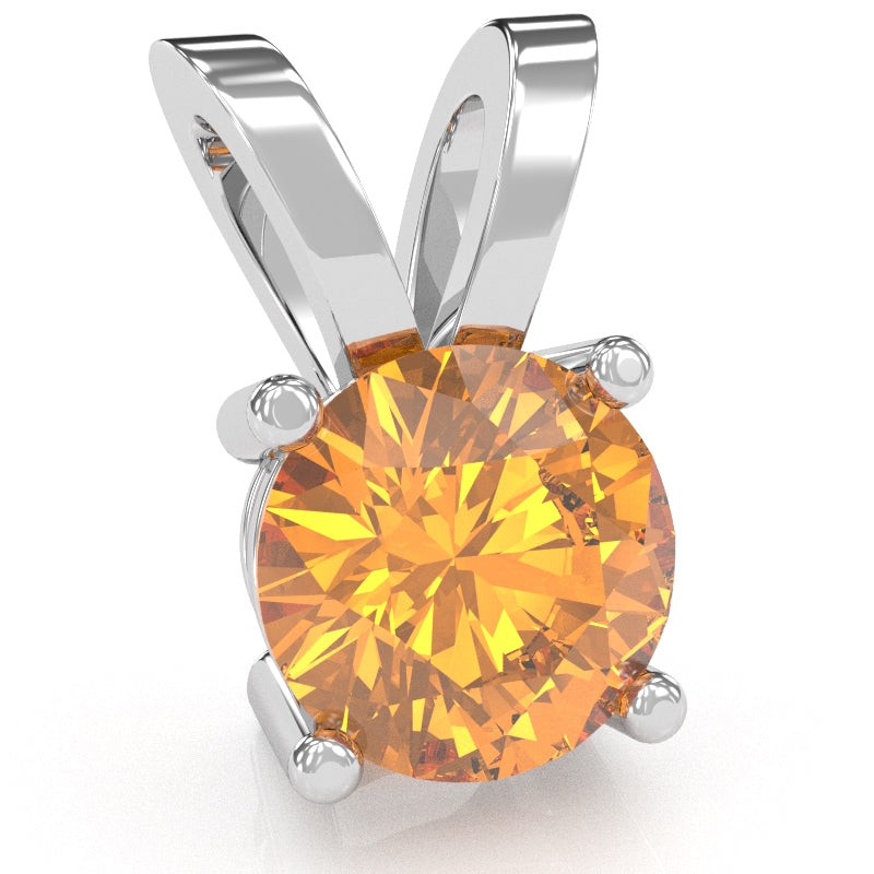 Citrine Solitaire Pendant In 14k White Gold