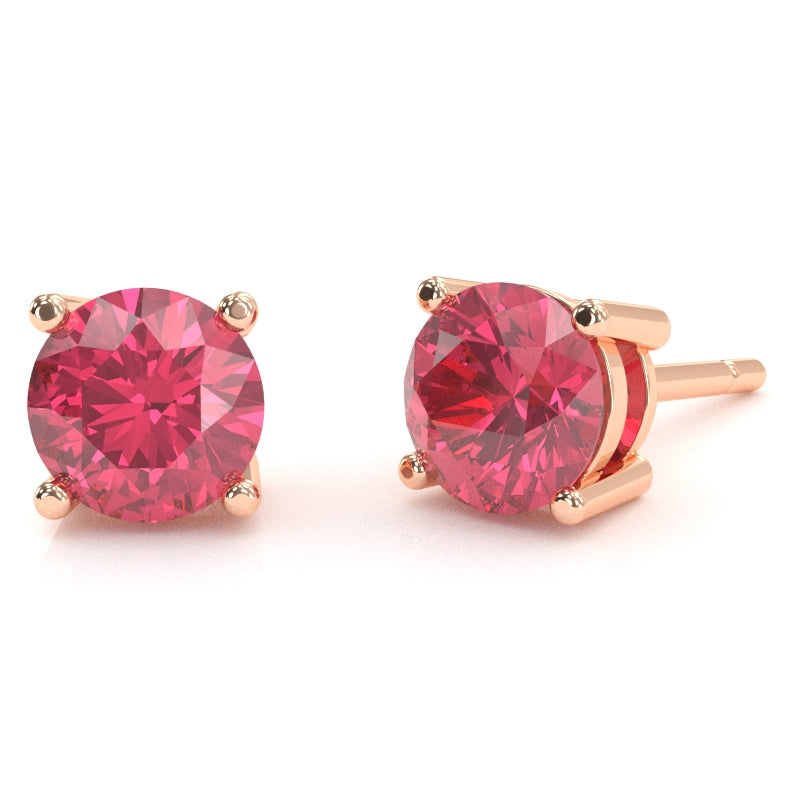 Pink Tourmaline 5mm Round Stud Earrings in 14k Rose Gold
