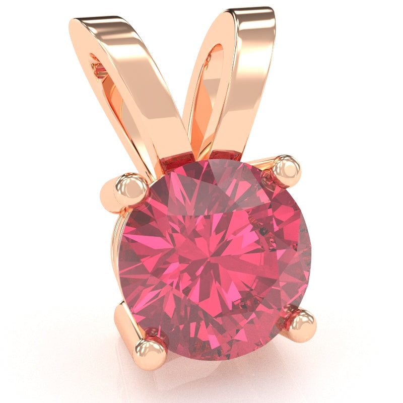Pink Tourmaline Solitaire Pendant In 14k Rose Gold