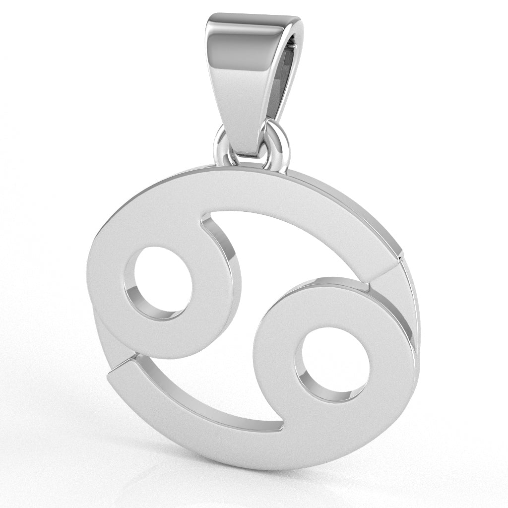 Cancer Zodiac Sign Pendant In Solid 14K White Gold