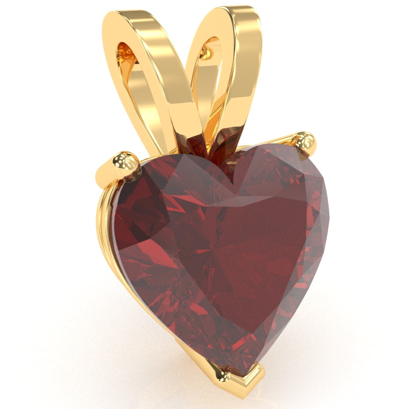 Lab-Created Ruby Heart Solitaire Pendant In 14k Yellow Gold