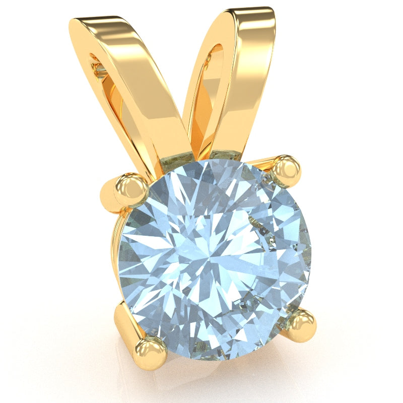Aquamarine Solitaire Pendant In 14k Yellow Gold