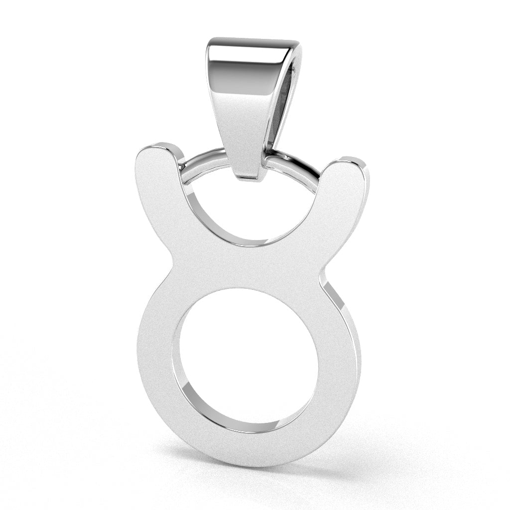 Taurus Zodiac Sign Pendant In Solid 14K White Gold