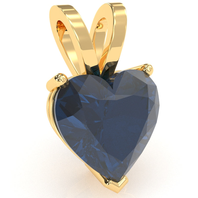 Lab-Created Sapphire Heart Solitaire Pendant In 14k Yellow Gold