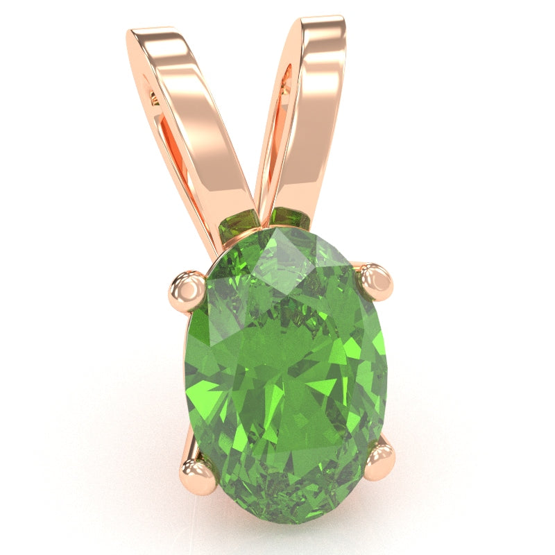 Peridot Oval Solitaire Pendant In 14k Rose Gold