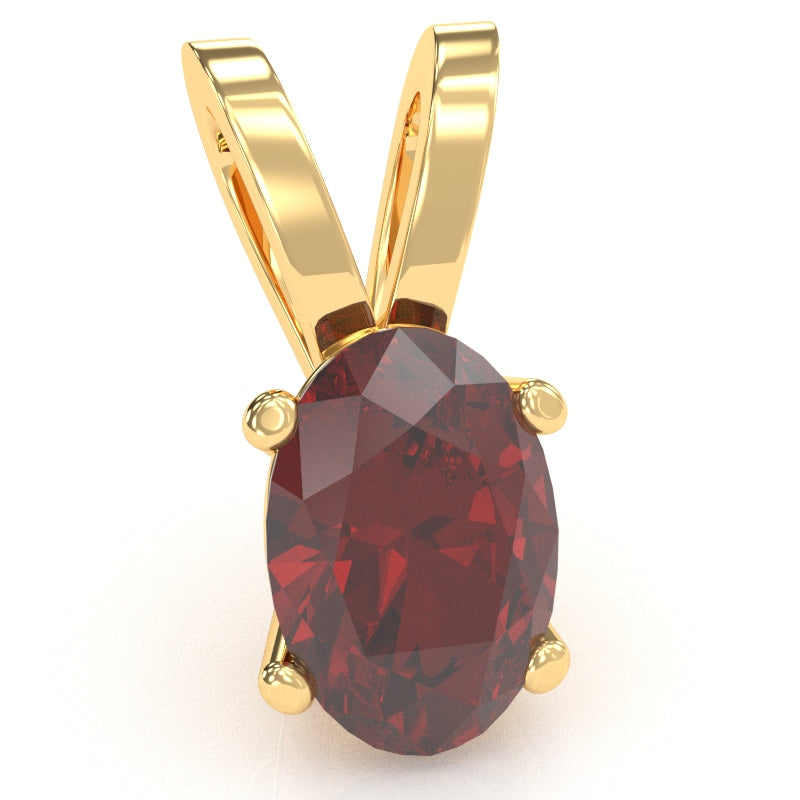 Lab-Created Ruby Oval Solitaire Pendant In 14k Yellow Gold