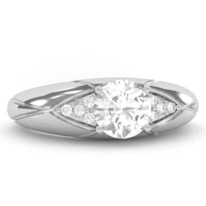 Designer White Topaz Diamond Cocktail Ring In Solid 14k White Gold
