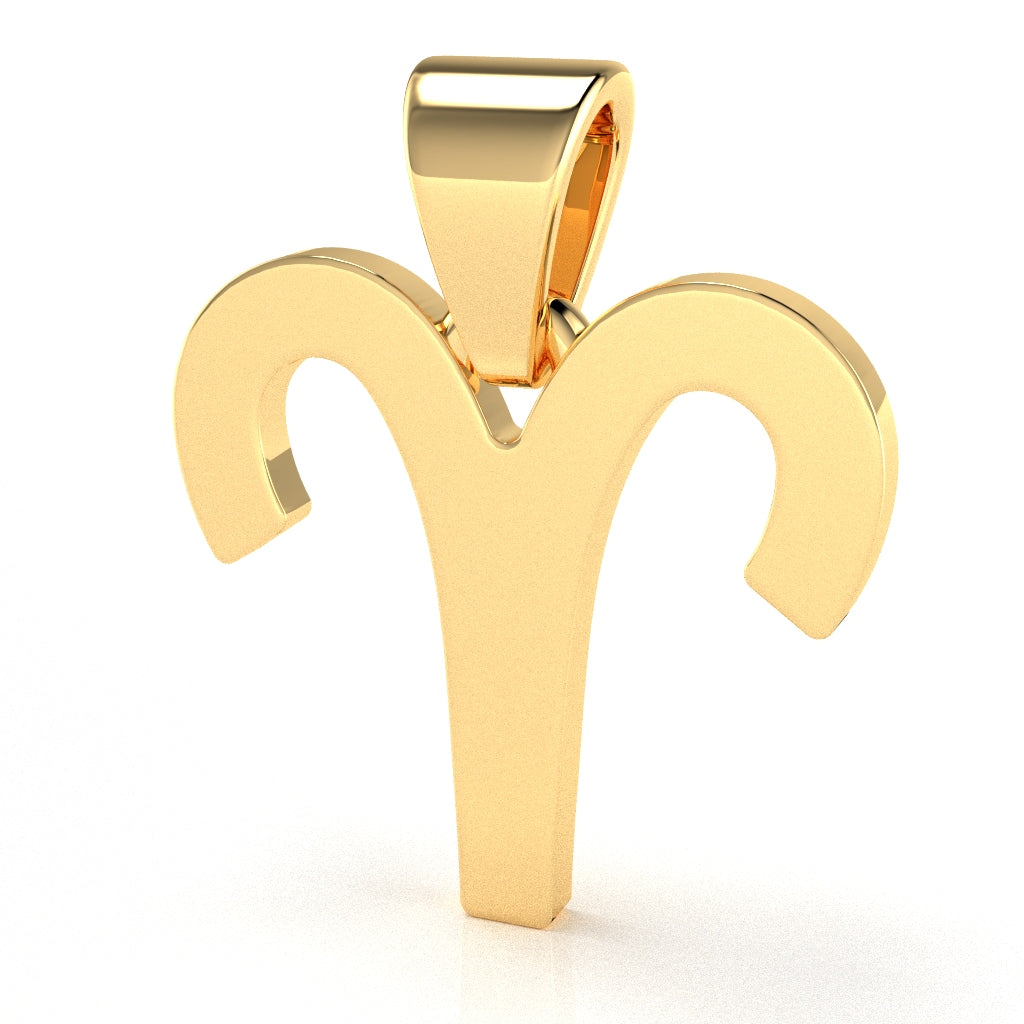 Aries Zodiac Sign Pendant In Solid 14K Yellow Gold