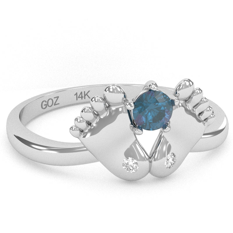 Baby Feet Lab-Created Alexandrite Diamond Ring In 14k White Gold