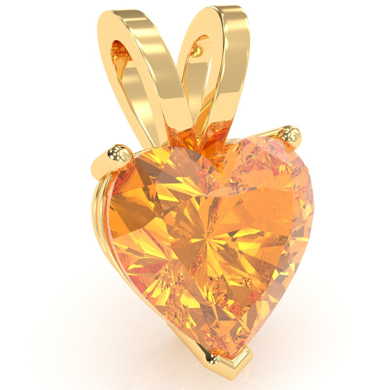 Citrine Heart Solitaire Pendant In 14k Yellow Gold