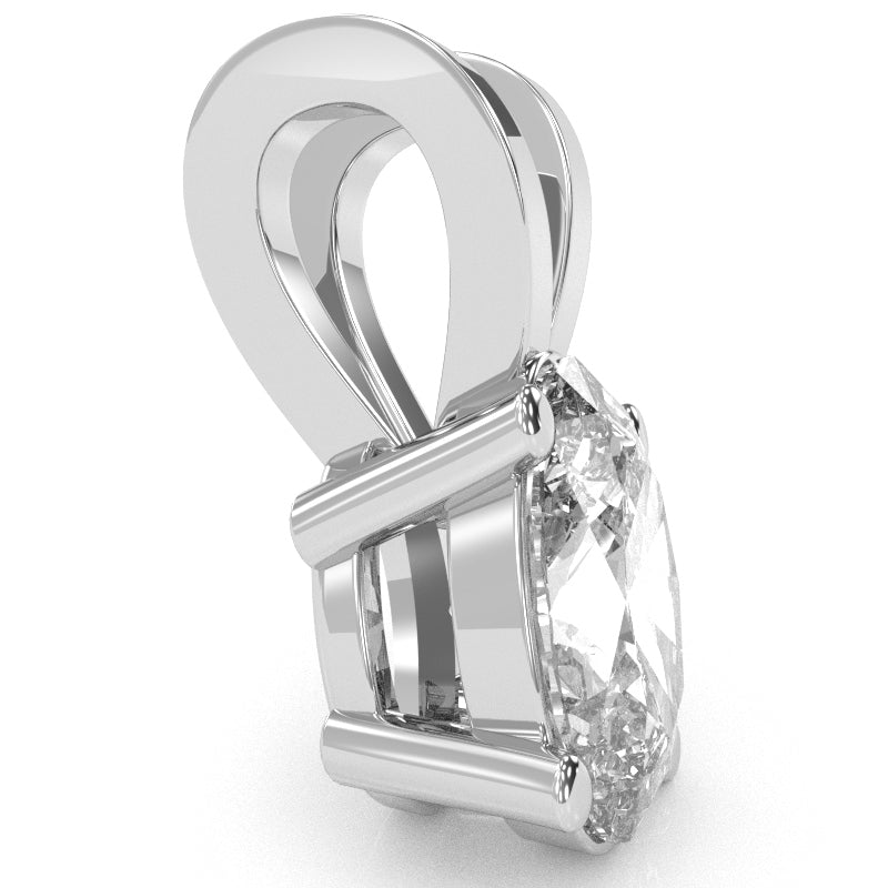 White Topaz Oval Solitaire Pendant In 14k White Gold