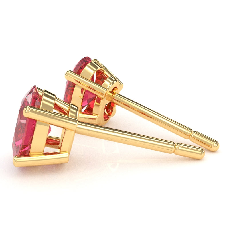 Pink Tourmaline 7x5mm Oval Stud Earrings in 14k Yellow Gold