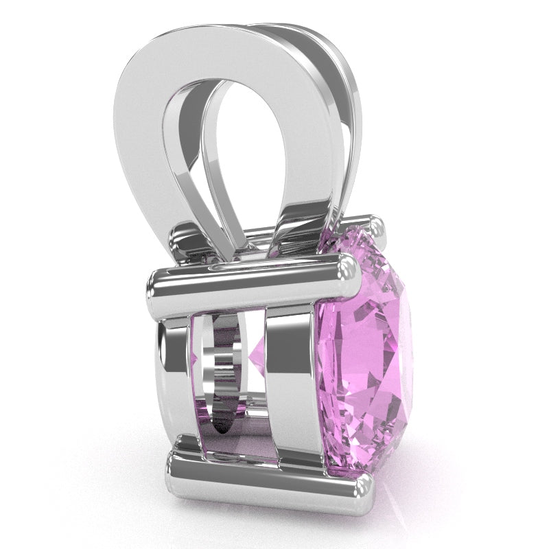 Lab-Created Pink Sapphire Solitaire Pendant In 14k White Gold