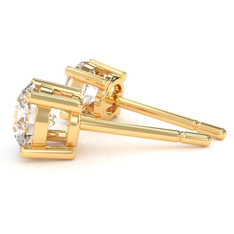 White Topaz 6mm Round Stud Earrings in 14k Yellow Gold