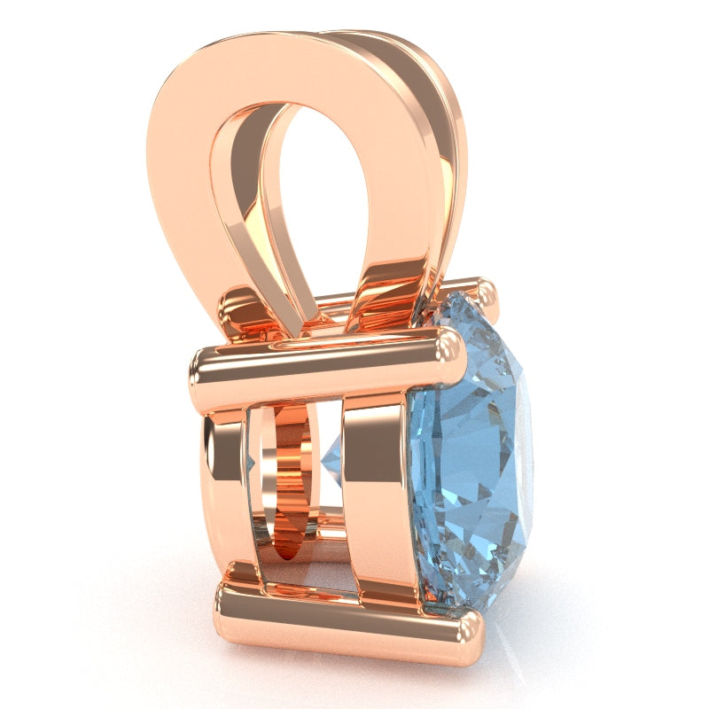 Blue Topaz Solitaire Pendant In 14k Rose Gold