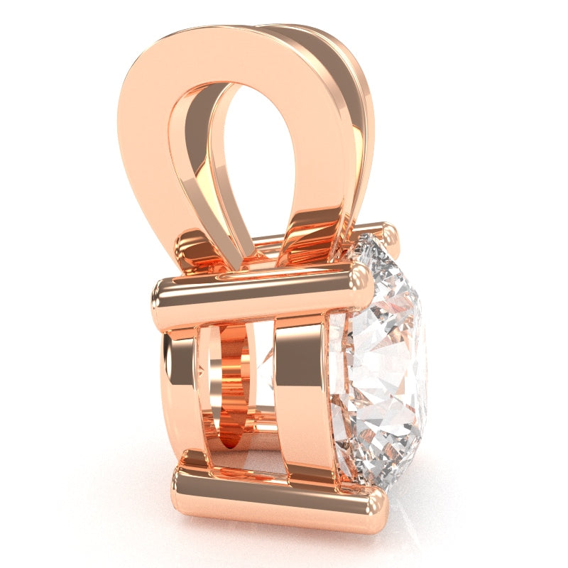 White Topaz Solitaire Pendant In 14k Rose Gold