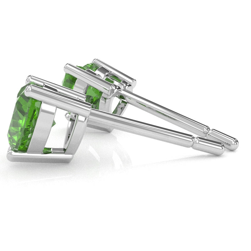 Peridot 5mm Heart Stud Earrings in 14k White Gold