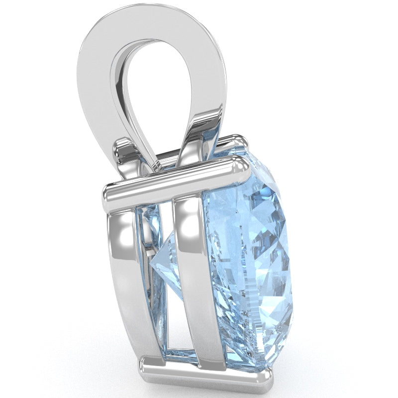 Aquamarine Heart Solitaire Pendant In 14k White Gold