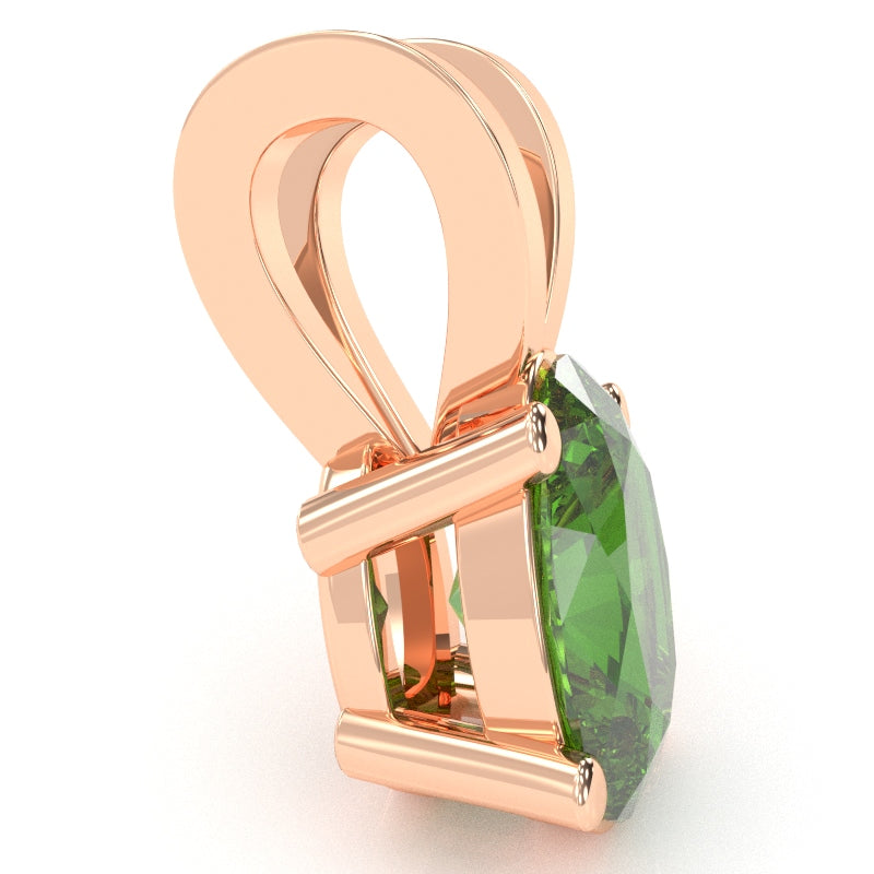 Peridot Oval Solitaire Pendant In 14k Rose Gold