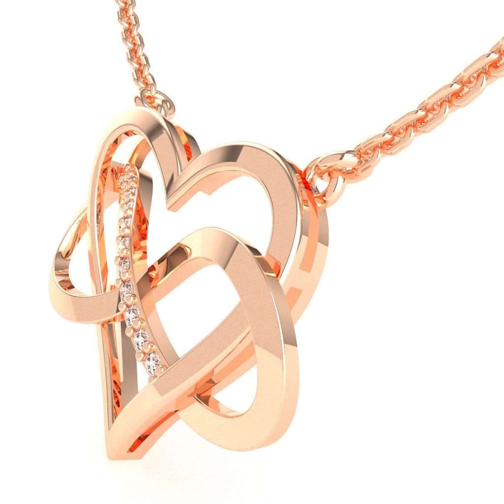 Infinity Heart Diamond Necklace In Solid 10k Rose Gold