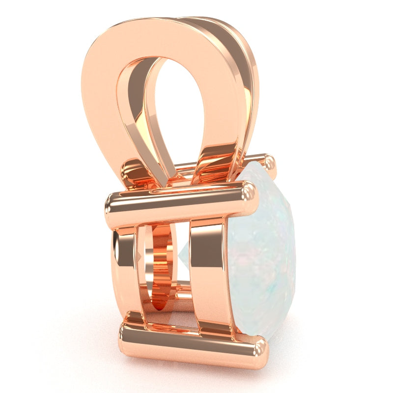 Opal Solitaire Pendant In 14k Rose Gold
