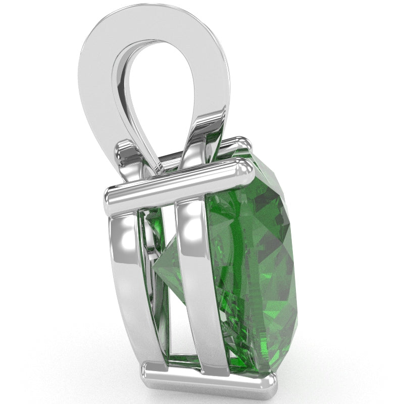 Lab-Created Emerald Heart Solitaire Pendant In 14k White Gold