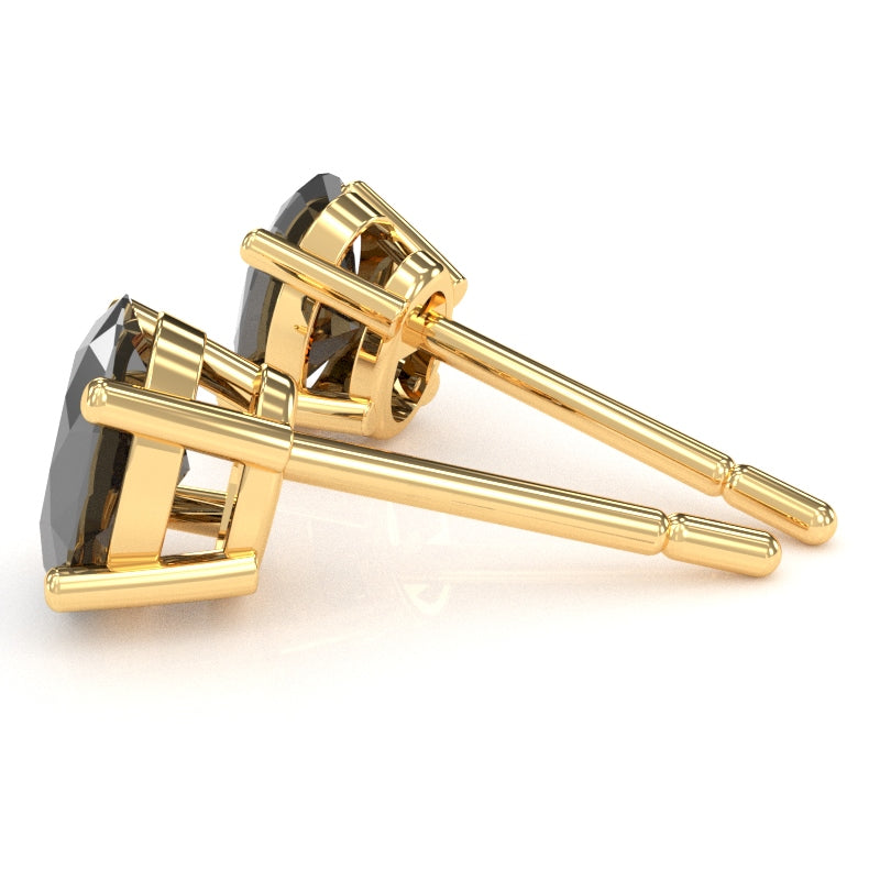 Black Onyx 7x5mm Oval Stud Earrings in 14k Yellow Gold