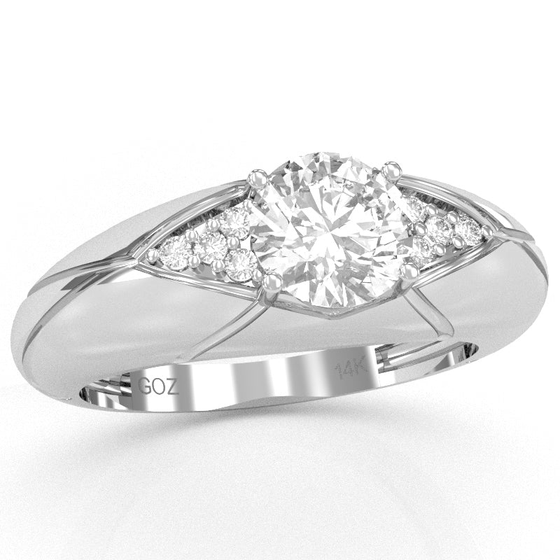 Designer White Topaz Diamond Cocktail Ring In Solid 14k White Gold
