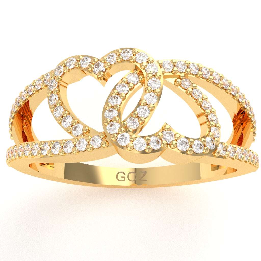 2 Hearts True Love Diamond Cocktail Ring In 14k Yellow Gold