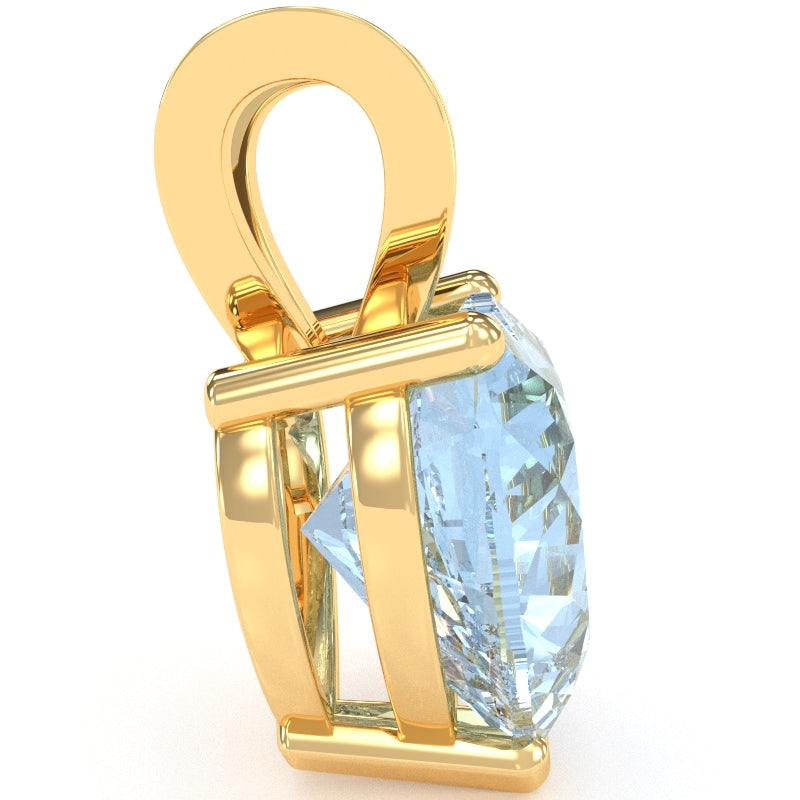 Aquamarine Heart Solitaire Pendant In 14k Yellow Gold