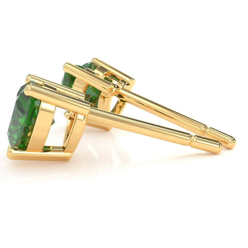 Lab-Created Emerald 6mm Heart Stud Earrings in 14k Yellow Gold