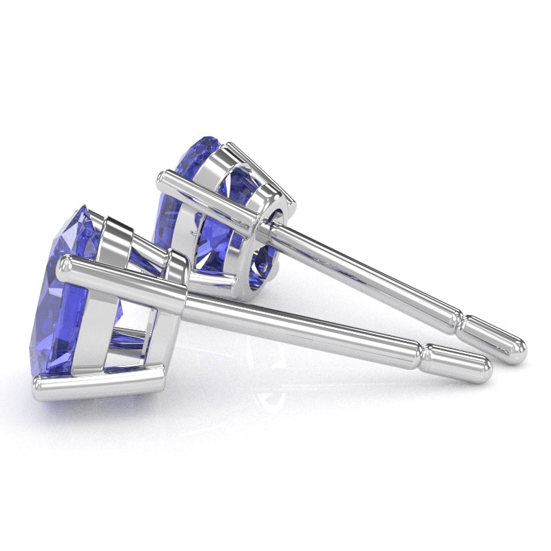 Tanzanite 7x5mm Oval Stud Earrings in 14k White Gold
