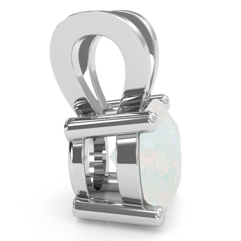 Opal Solitaire Pendant In 14k White Gold