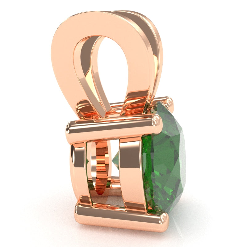 Lab-Created Emerald Solitaire Pendant In 14k Rose Gold