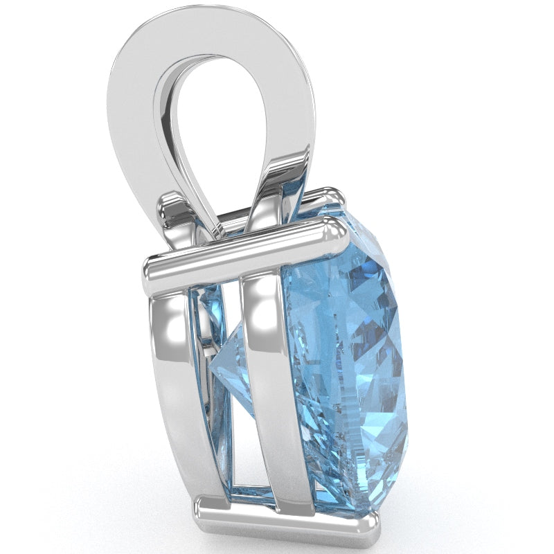 Blue Topaz Heart Solitaire Pendant In 14k White Gold