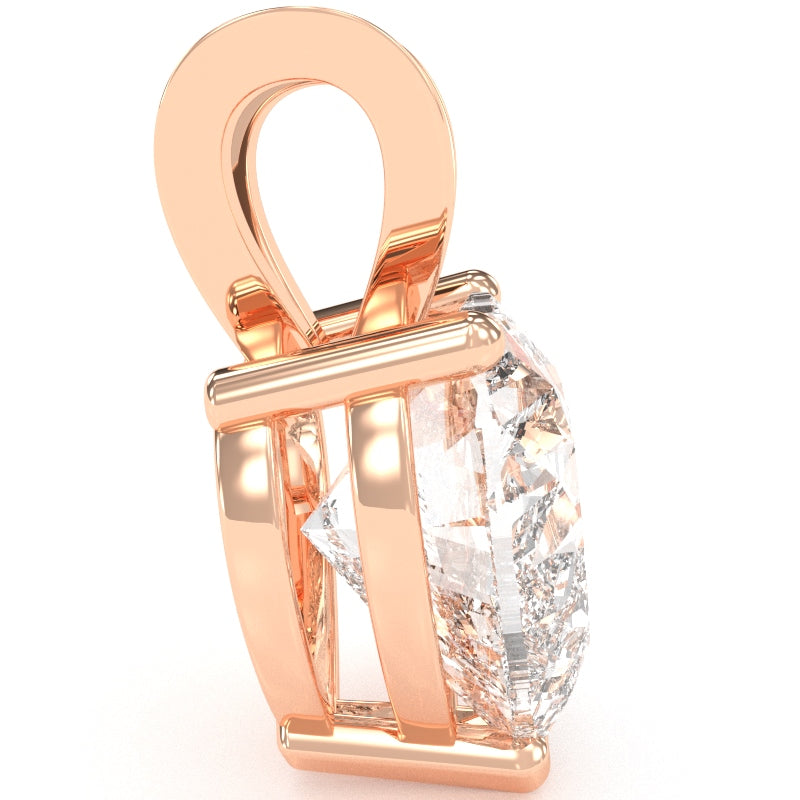 White Topaz Heart Solitaire Pendant In 14k Rose Gold
