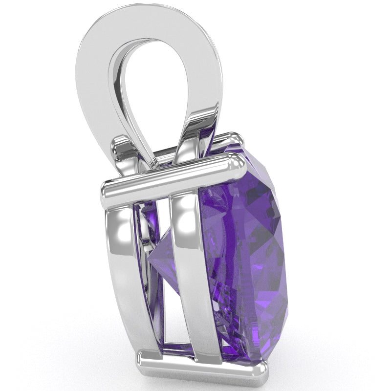 Amethyst Heart Solitaire Pendant In 14k White Gold