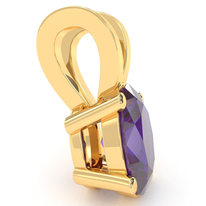 Amethyst Oval Solitaire Pendant In 14k Yellow Gold