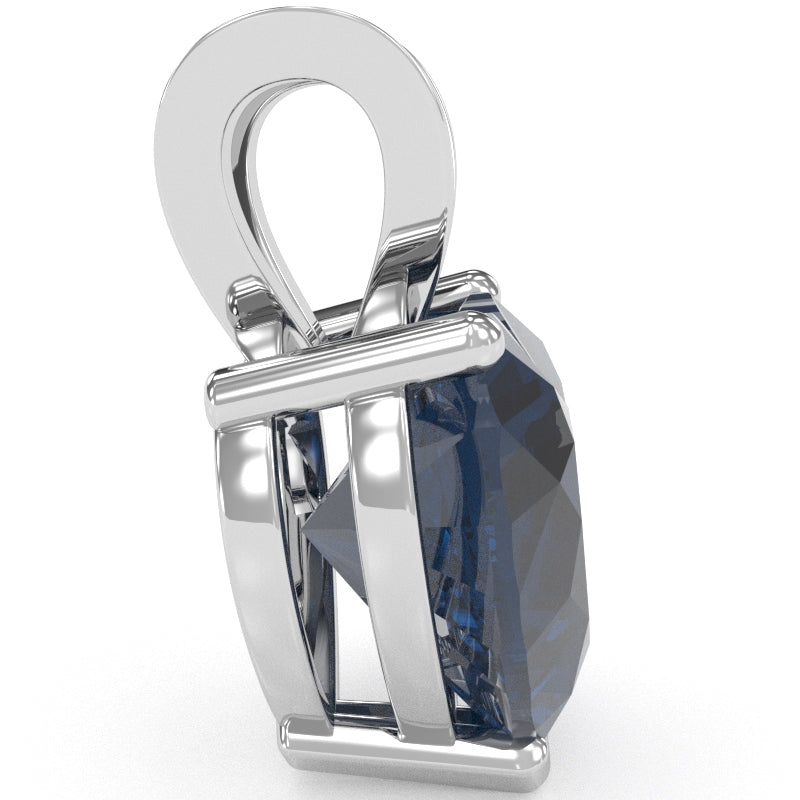 Lab-Created Sapphire Heart Solitaire Pendant In 14k White Gold