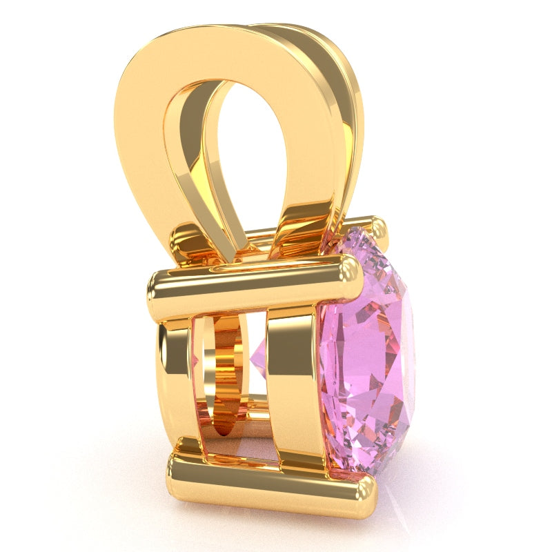 Lab-Created Pink Sapphire Solitaire Pendant In 14k Yellow Gold