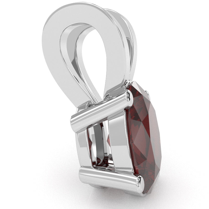 Lab-Created Ruby Oval Solitaire Pendant In 14k White Gold