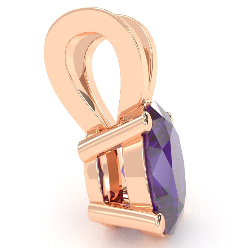 Amethyst Oval Solitaire Pendant In 14k Rose Gold