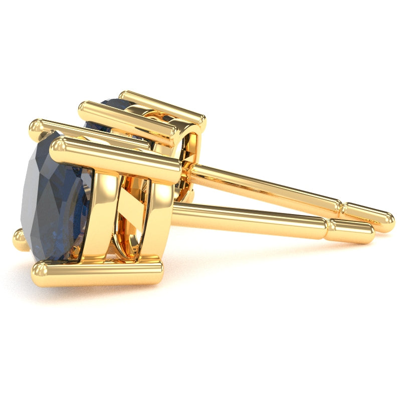 Lab-Created Sapphire 6mm Cushion Stud Earrings in 14k Yellow Gold