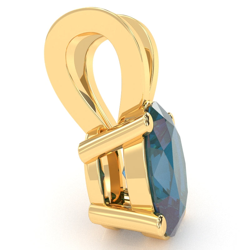 Lab-Created Alexandrite Oval Solitaire Pendant In 14k Yellow Gold