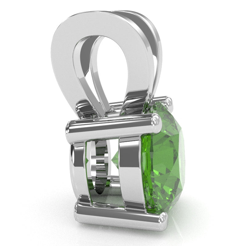 Peridot Solitaire Pendant In 14k White Gold