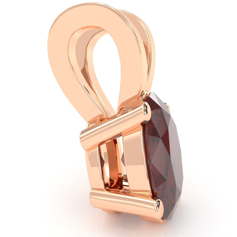 Lab-Created Ruby Oval Solitaire Pendant In 14k Rose Gold