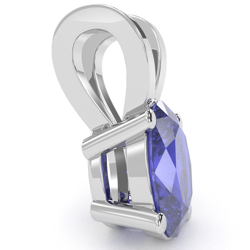 Tanzanite Oval Solitaire Pendant In 14k White Gold